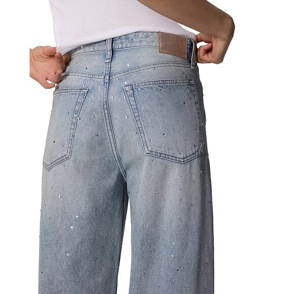 Rag & Bone Women Light Blue Misty With Jewel Logan Casual Wide Leg Jeans Size 31 - Picture 5 of 10